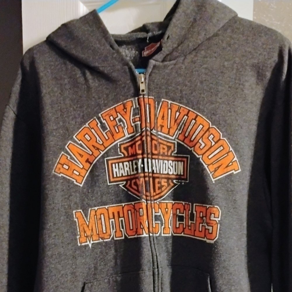 Harley-Davidson Charcoal Hoodie with Orange Logo